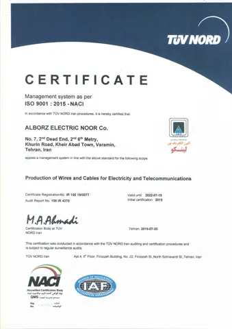 ISO 9001:2015–NACI — TÜV NORD Iran
