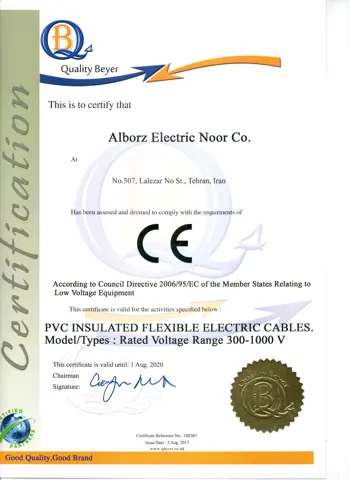 CE — Quality Beyer؛ کابل‌های افشان با عایق PVC، 300–1000 V